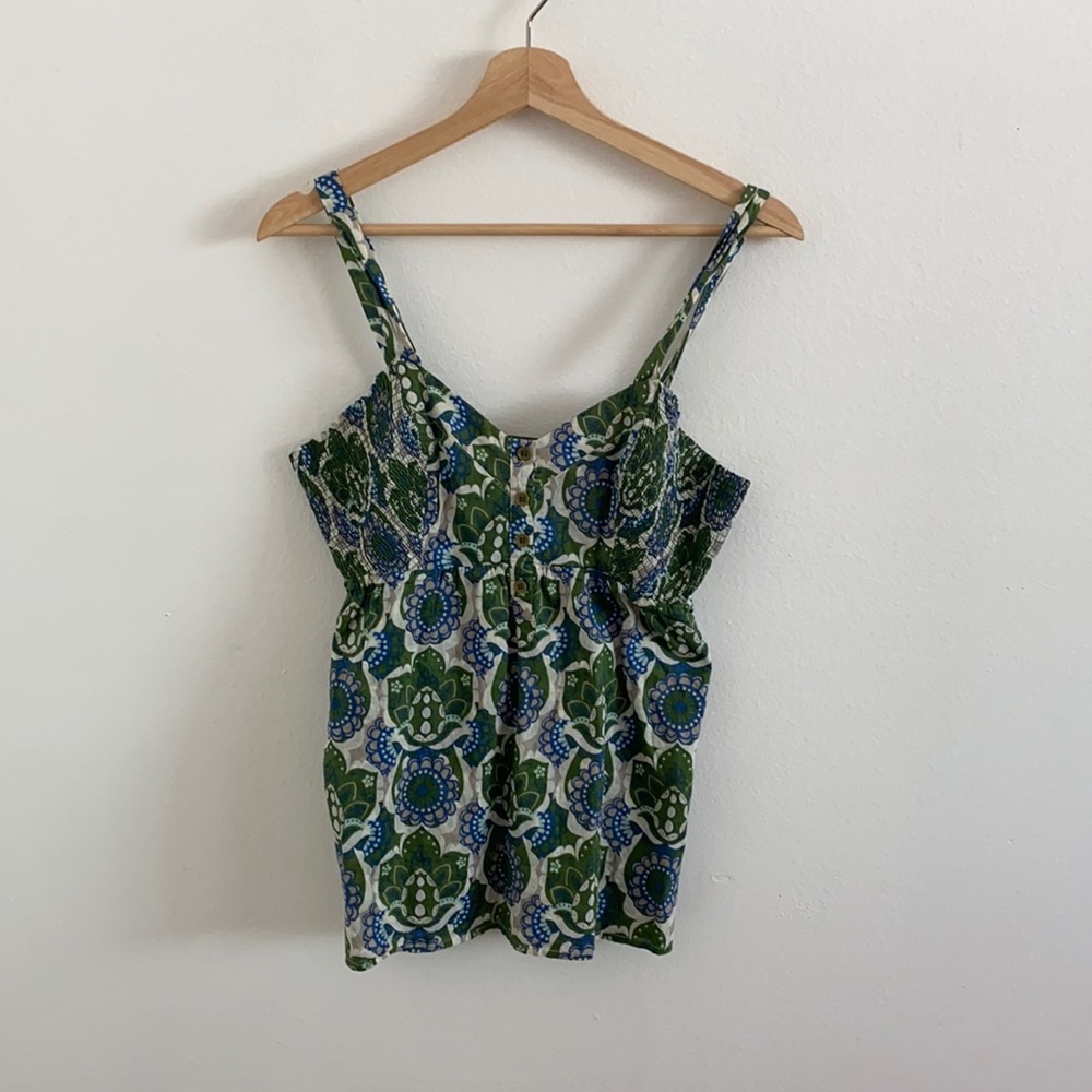 Fossil Button Up Tank Top Blouse Green XS